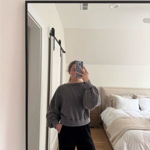 Free People Charcoal Gray Knit Pullover